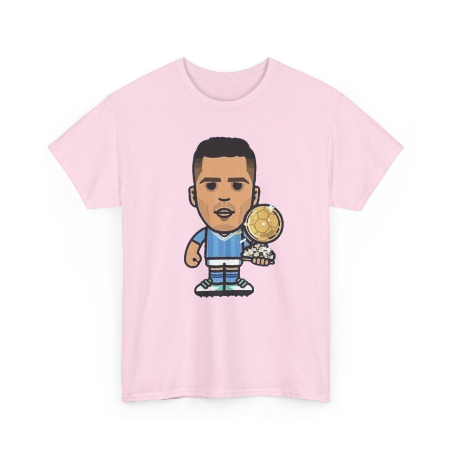 Rodri Manchester City Cartoon Tee — Player Holding Trophy Graphic Shirt