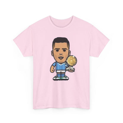 Rodri Manchester City Cartoon Tee — Player Holding Trophy Graphic Shirt
