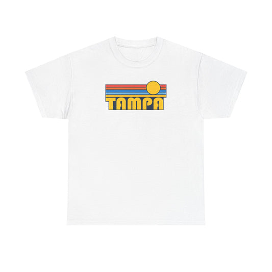 Tampa Retro Sunset T-Shirt — Vintage 70s Striped Beach Tee