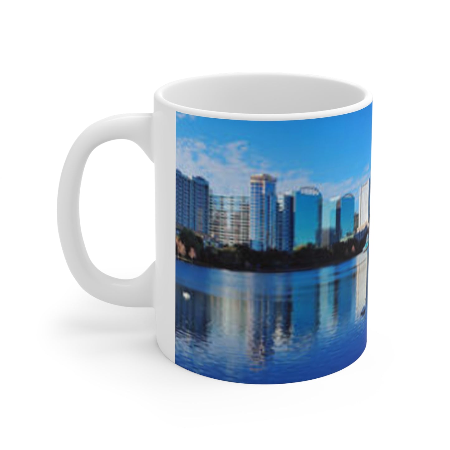 City Skyline Ceramic Mug — Waterfront Reflection Coffee Cup (11oz & 15oz)