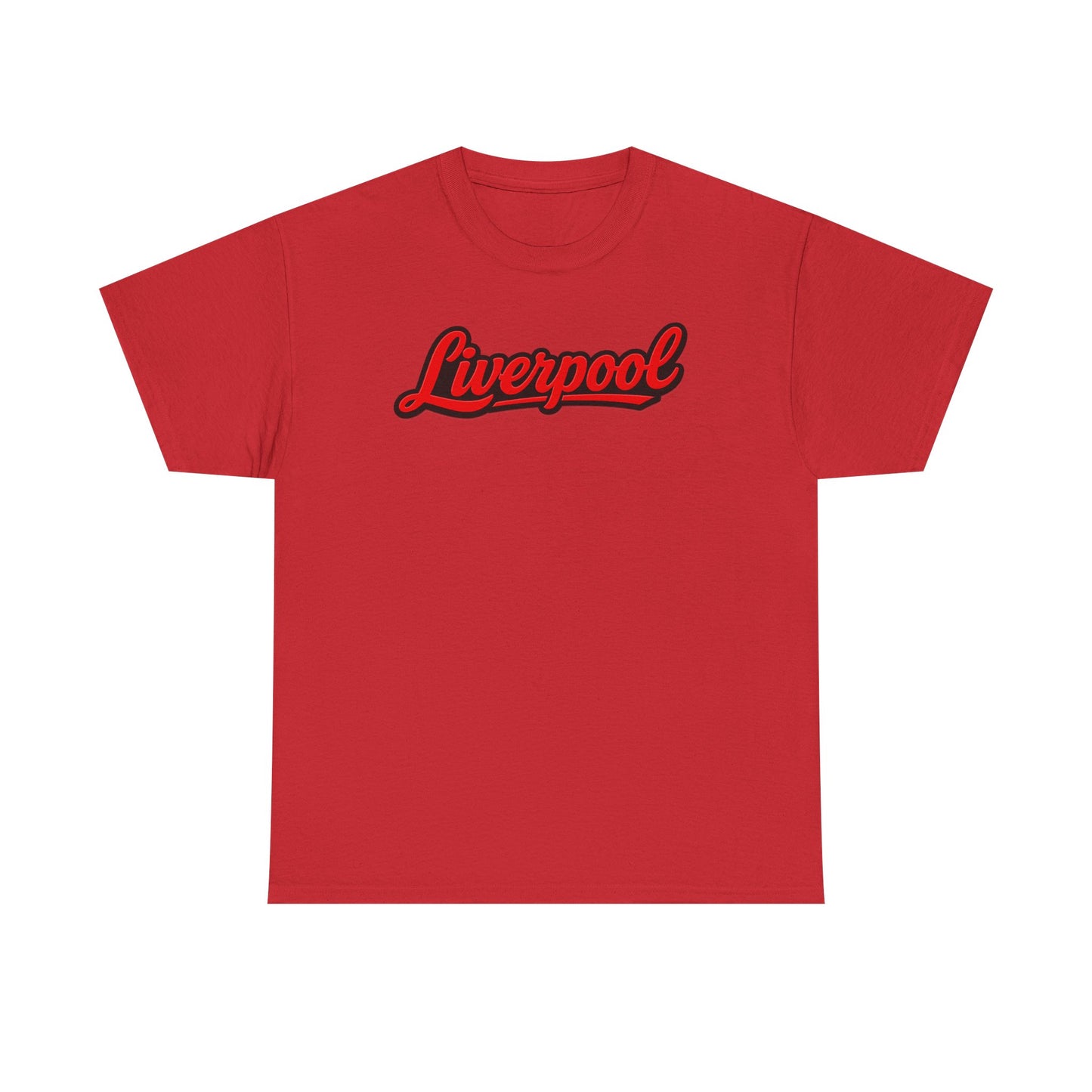 Liverpool Script T-Shirt — Retro Red Script Football Fan Tee