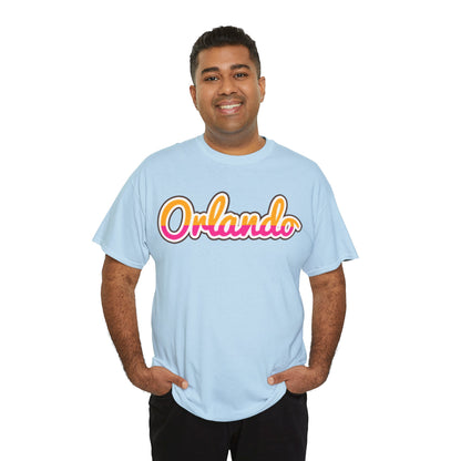 Orlando Retro Script Tee — Vintage Sunset City Souvenir Shirt
