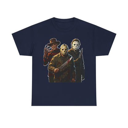 Horror Icons T-Shirt — Freddy, Jason & Michael Trio Graphic Tee