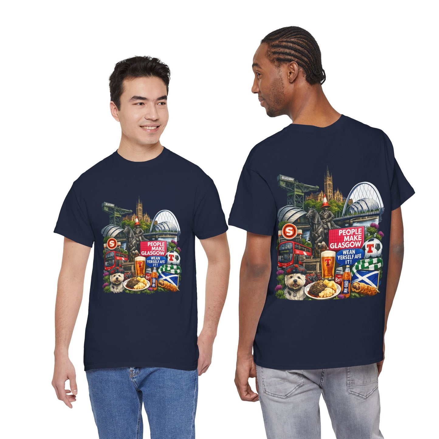 Glasgow Collage T-Shirt — "People Make Glasgow" Scottish City Souvenir Tee