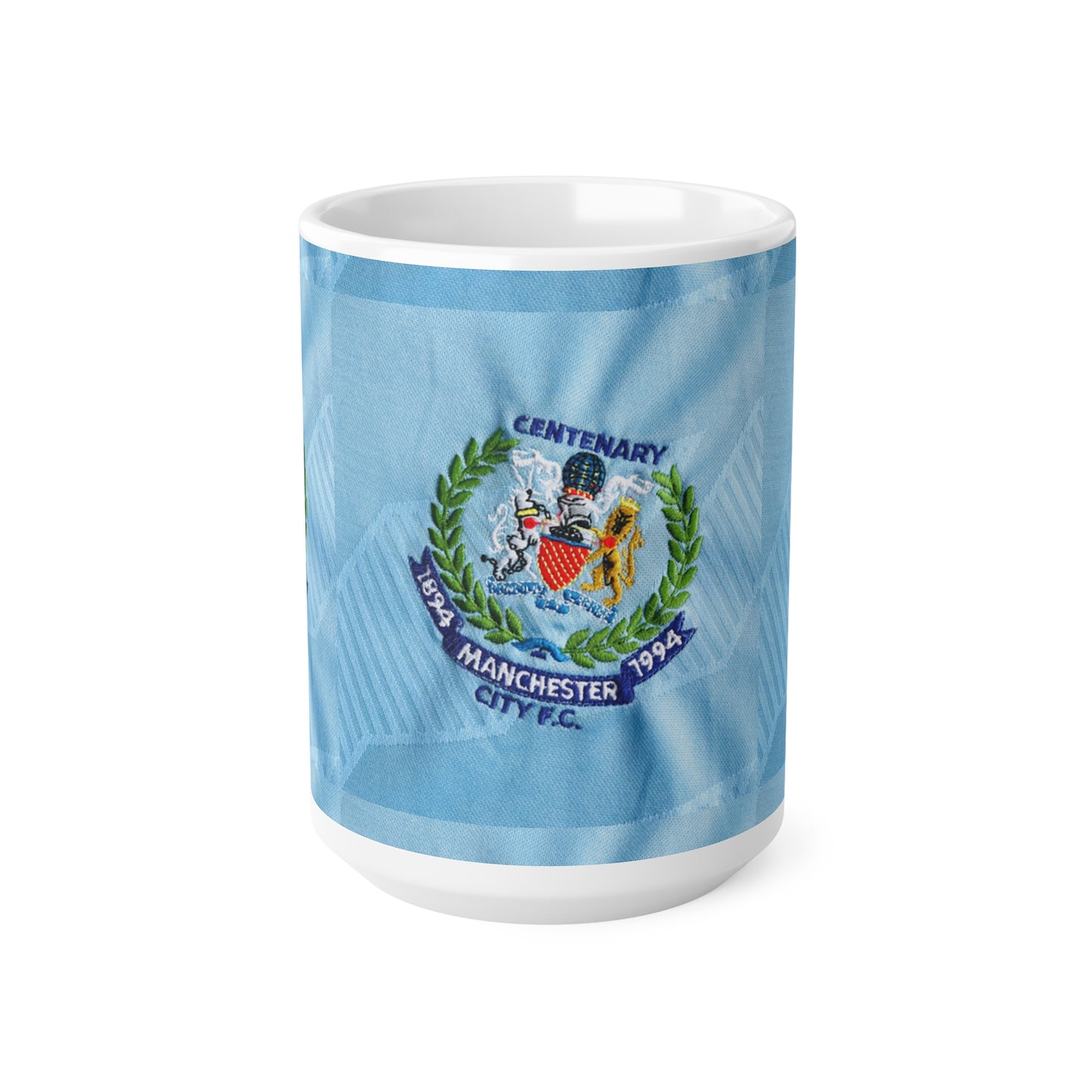 Manchester City Retro Crest Ceramic Mug — Centenary 1994 Sky Blue Coffee Cup (11oz/15oz)