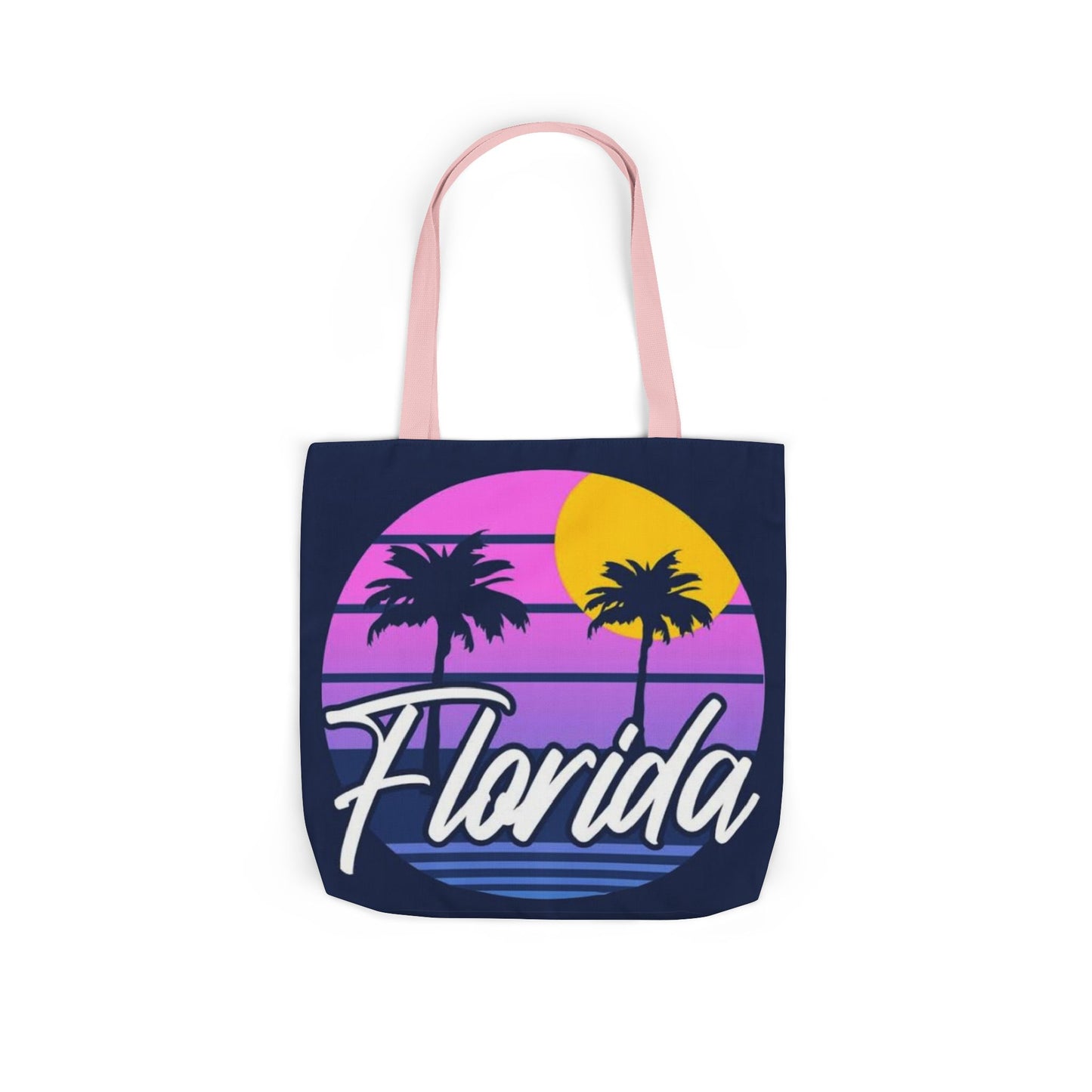 Florida Sunset Palm Tote Bag — Retro Beach Canvas Tote