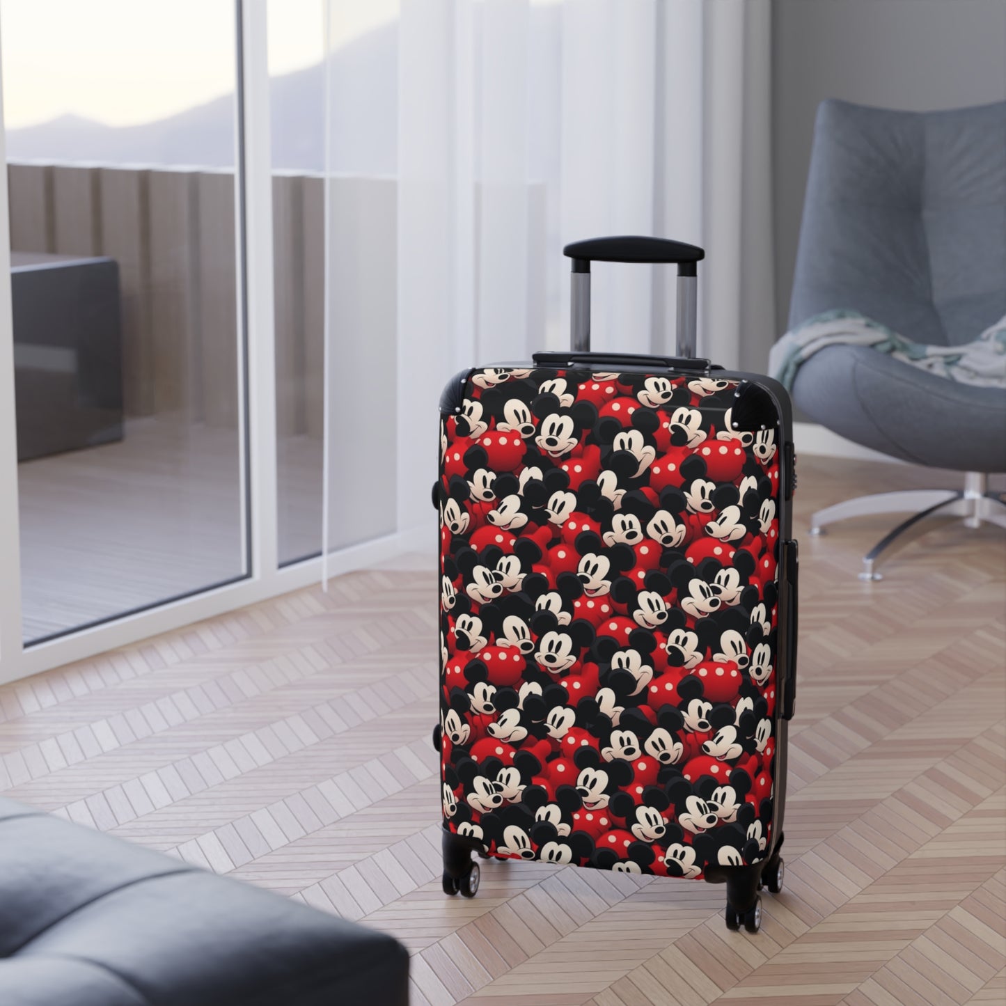 Mickey Mouse Pattern Carry-On Suitcase – Retro Disney Travel Luggage