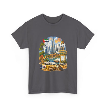 Dubai Skyline Beach Vacation T-Shirt – Retro Travel Collage Tee