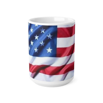 American Flag Ceramic Coffee Mug — Patriotic 11oz & 15oz USA Stars Stripes