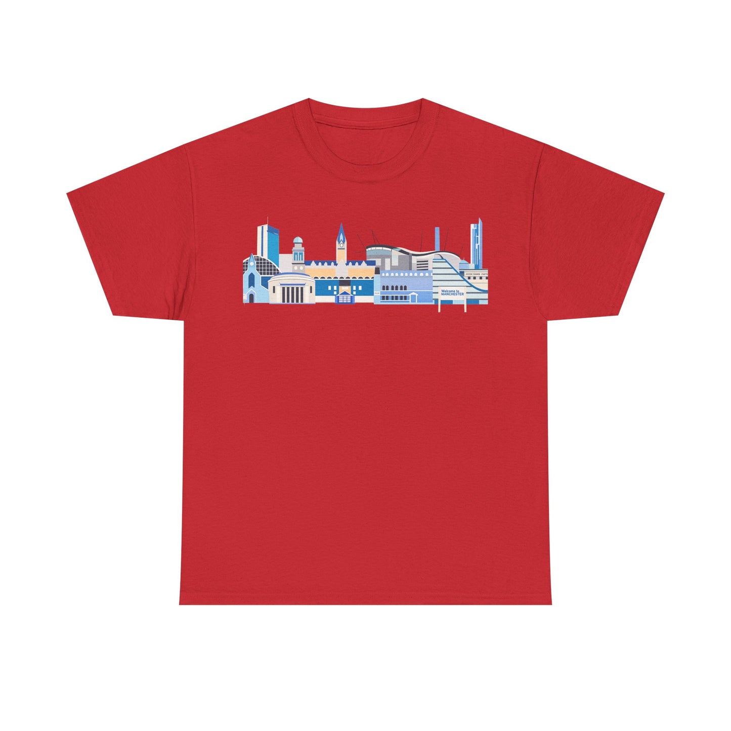 Manchester City Skyline Tee — Minimal Blue Urban Landscape T‑Shirt