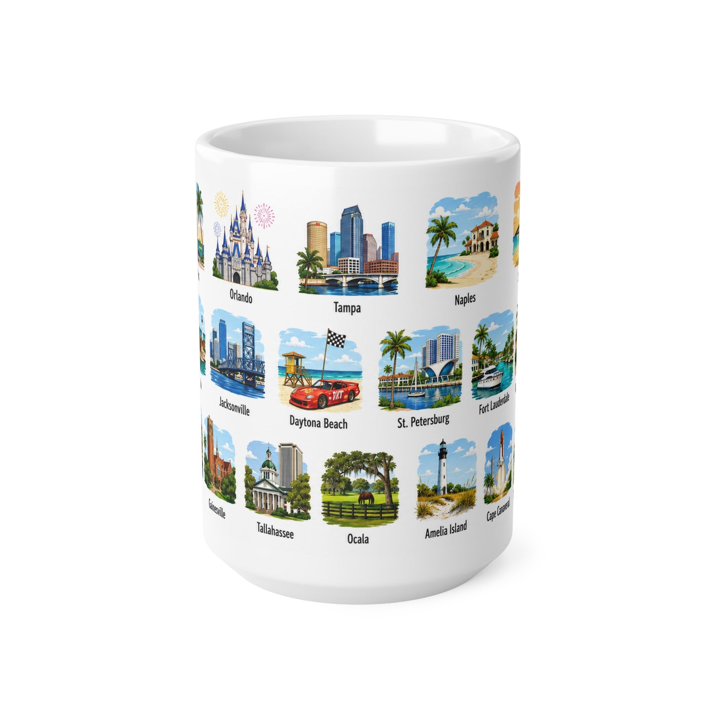 Florida Cities Scenic Ceramic Coffee Mug – 11oz & 15oz Travel Souvenir Cup