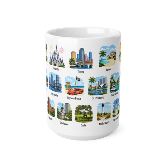 Florida Cities Scenic Ceramic Coffee Mug – 11oz & 15oz Travel Souvenir Cup