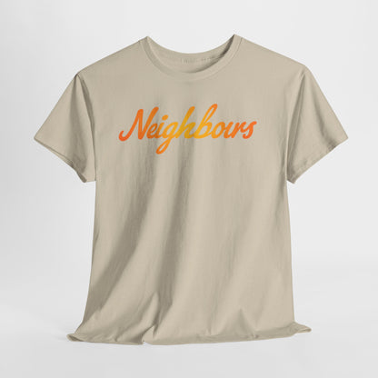 Neighbours Script T‑Shirt — Retro Orange Neighborhood Tee