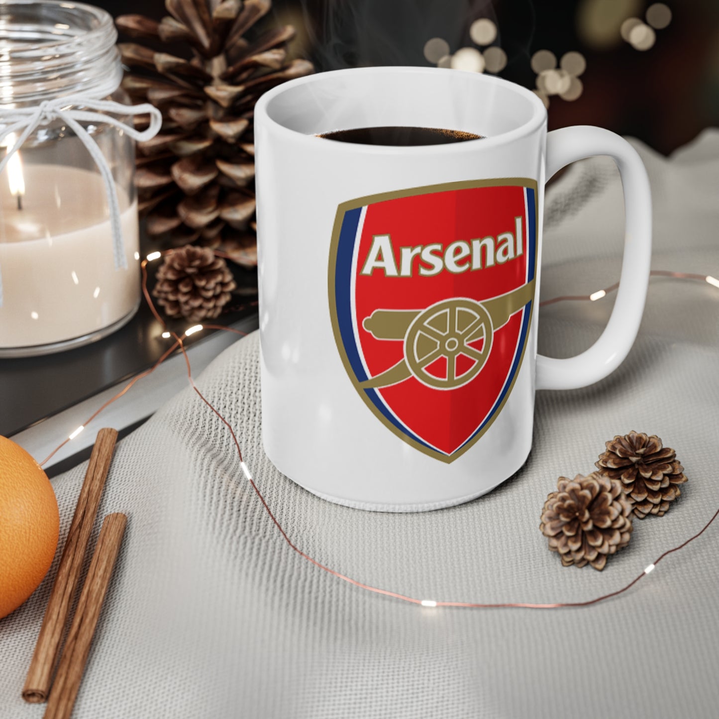 Arsenal Football Club Crest Mug — Ceramic Coffee Cup (11oz & 15oz)