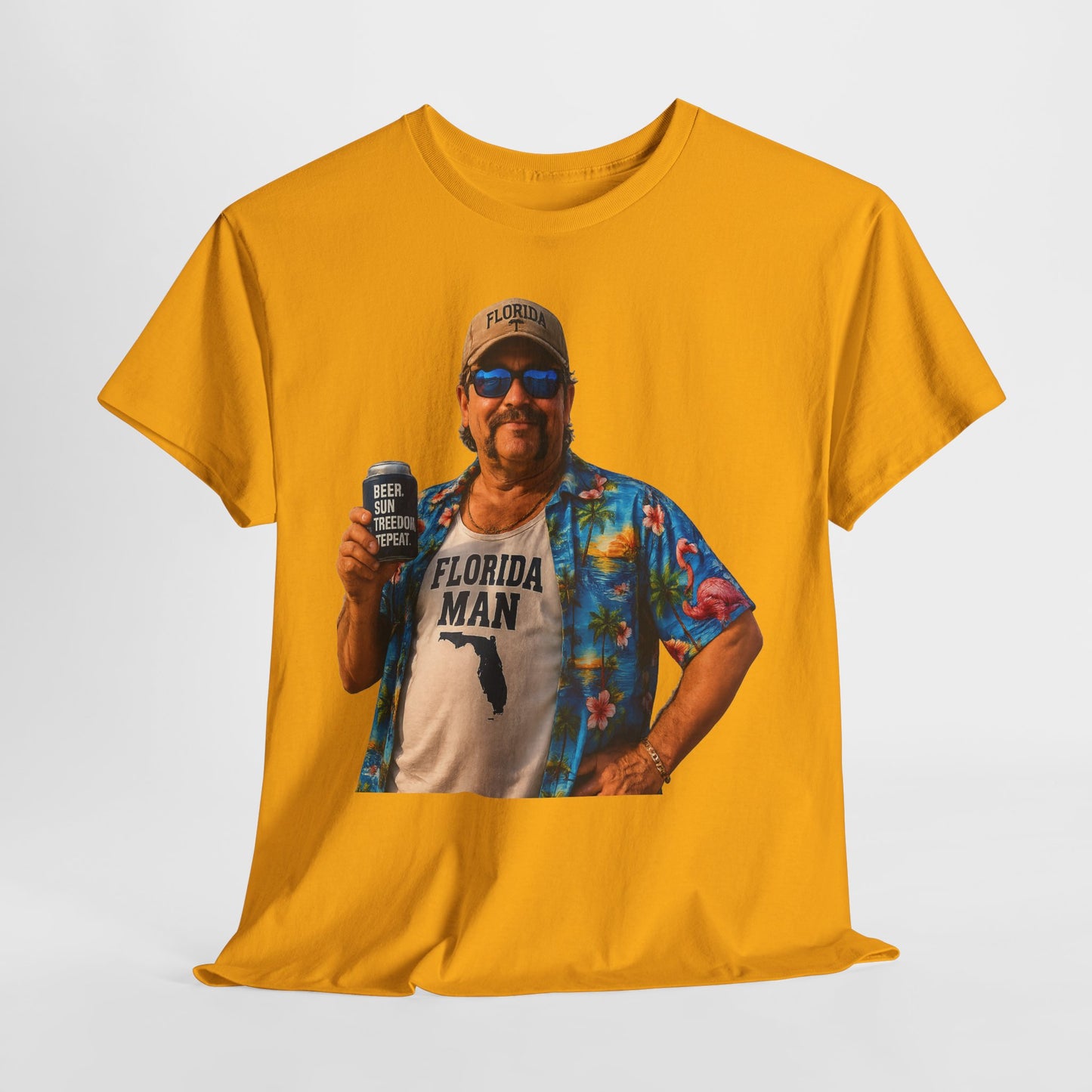 Florida Man Graphic Tee — Funny Vacation Shirt with Hawaiian Shirt Design