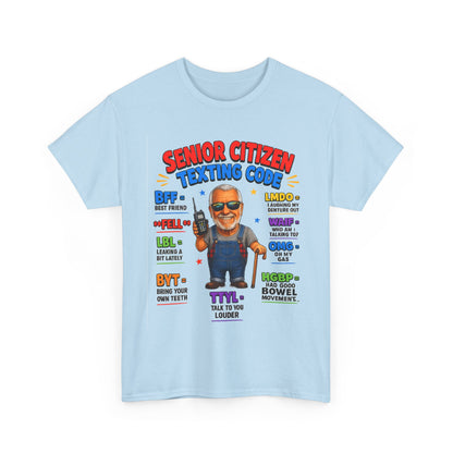 Senior Citizen Texting Code T-Shirt — Funny Grandpa Grandma Retirement Gift