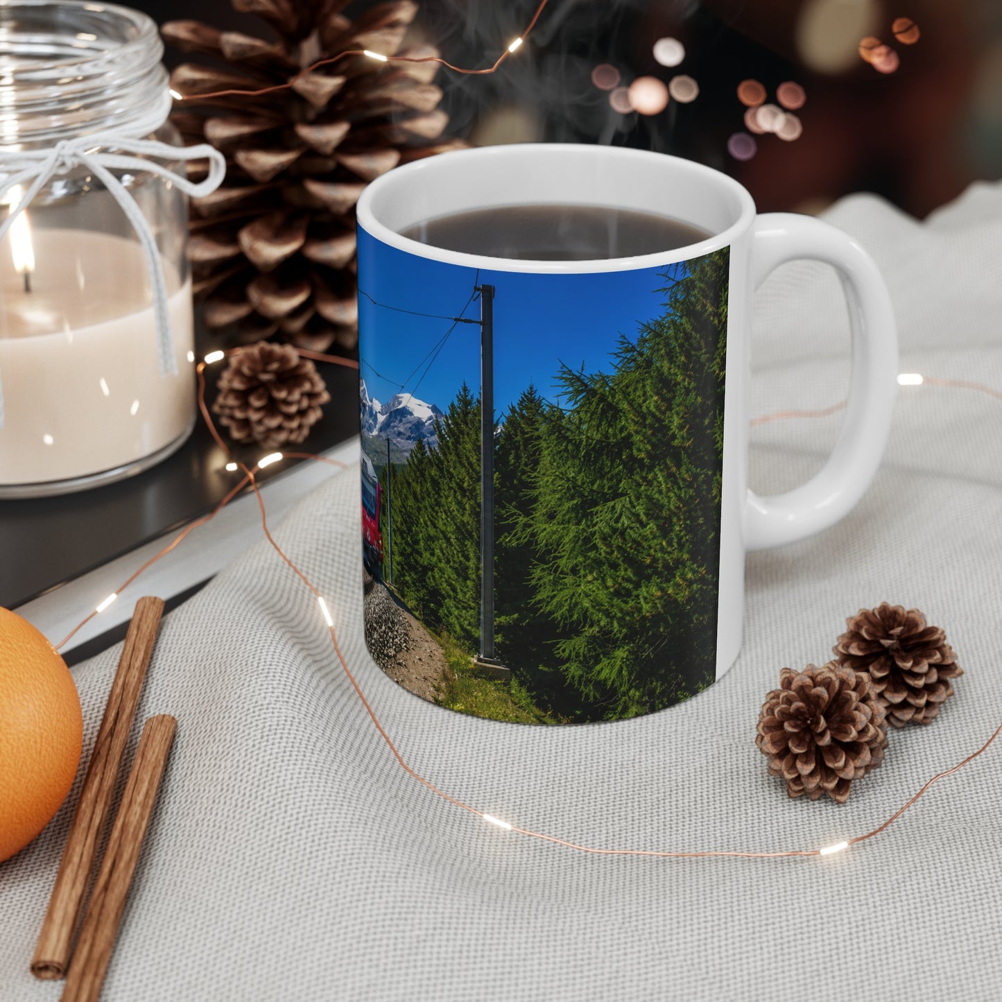 Mountain Train Scenic Coffee Mug – Red Alpine Railway 11oz/15oz