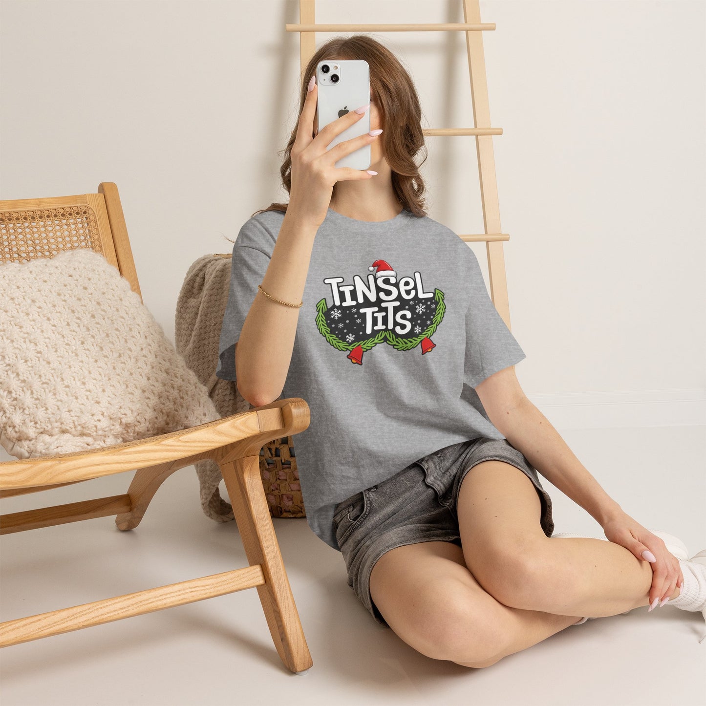 T-Shirt — "Tinsel Tits" Funny Christmas Wreath Holiday Tee