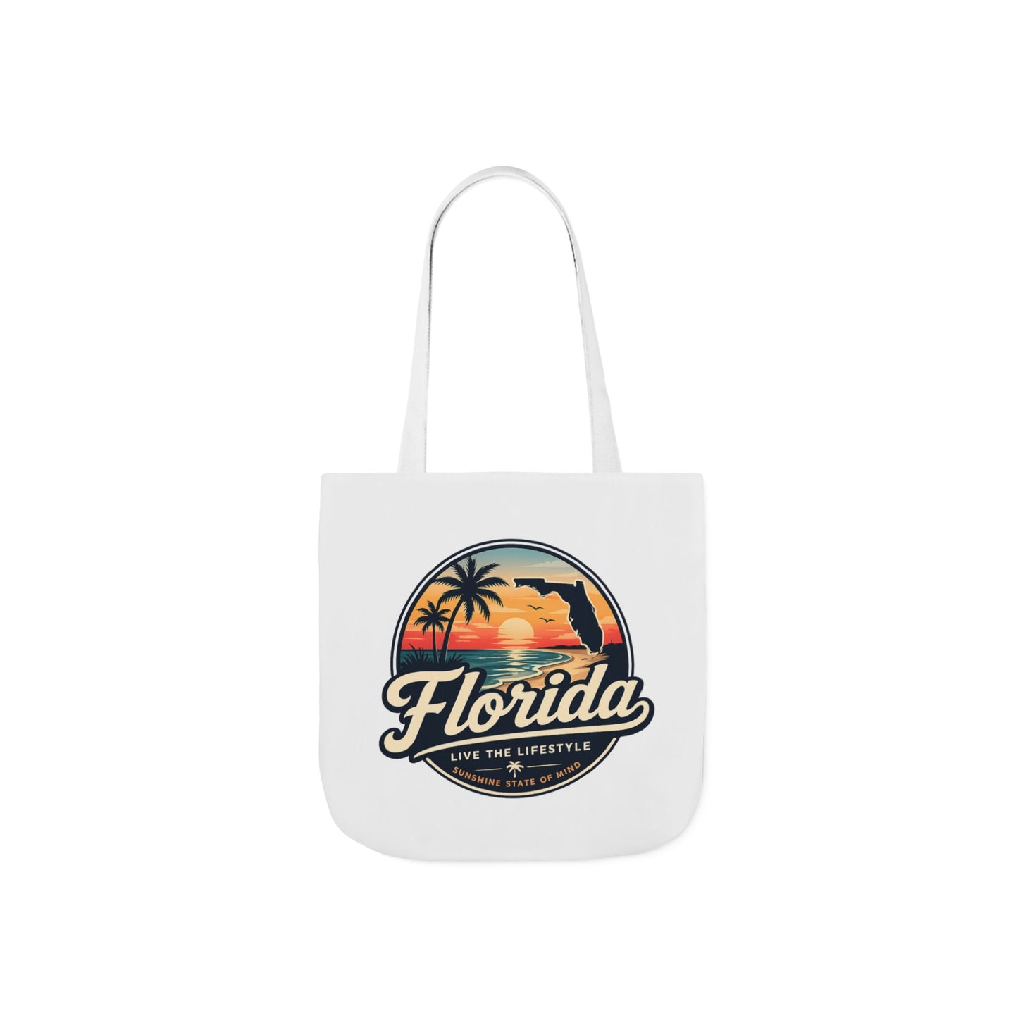 Florida Sunset Canvas Tote Bag — Retro Palm Beach Design
