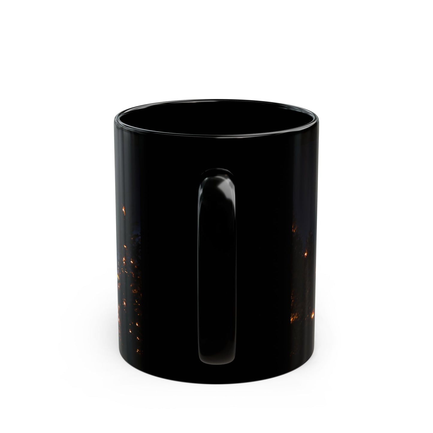 Hogwarts Night Castle Black Coffee Mug – Festive Illuminated Castle Panorama (11oz & 15oz)