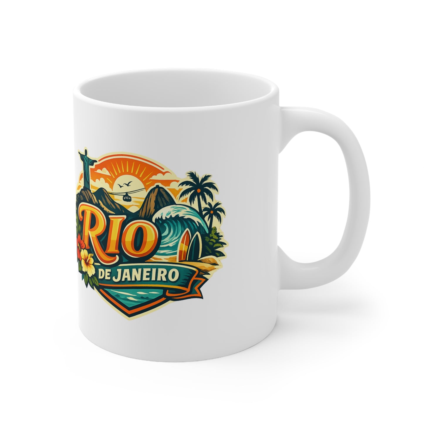 Rio de Janeiro Ceramic Coffee Mug — Vintage Tropical Travel Souvenir (11oz & 15oz)