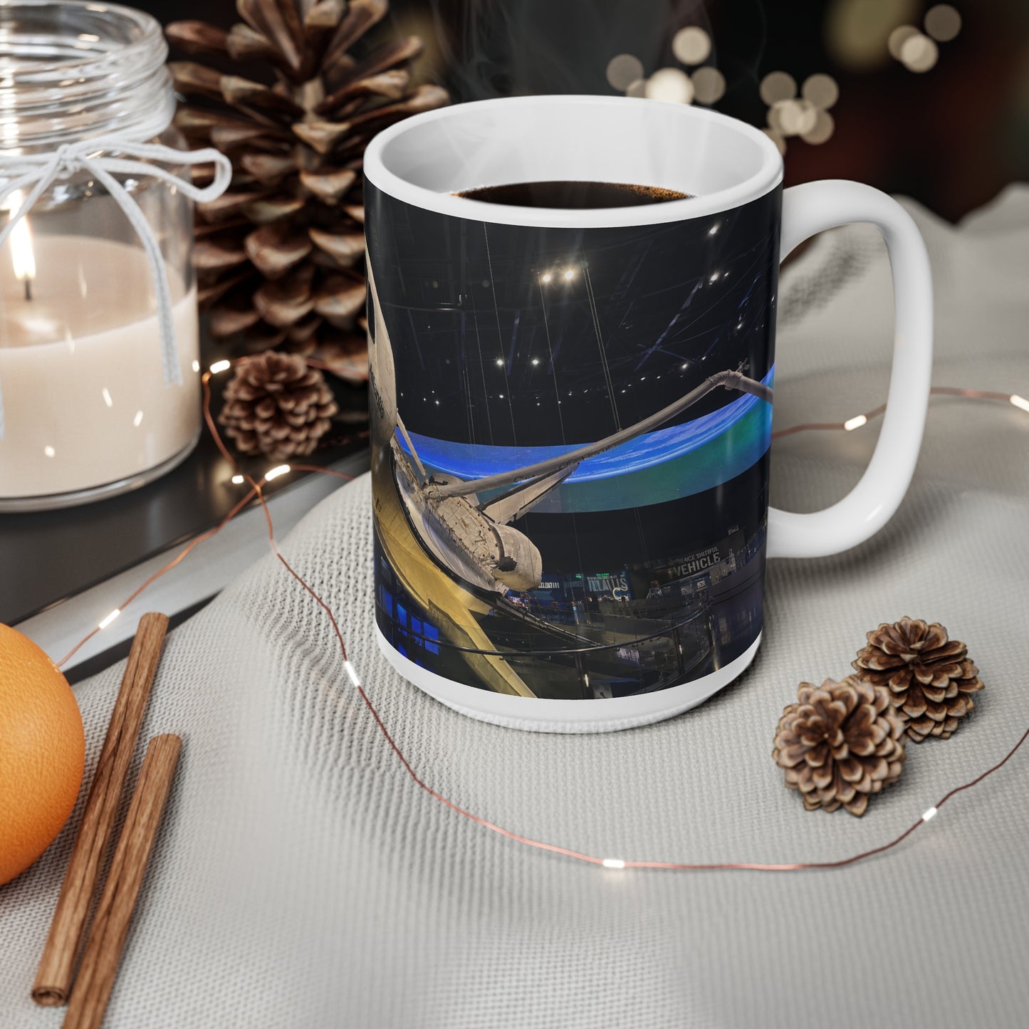 Space Shuttle Atlantis Photo Coffee Mug — NASA Spacecraft Souvenir Ceramic Cup (11oz/15oz)