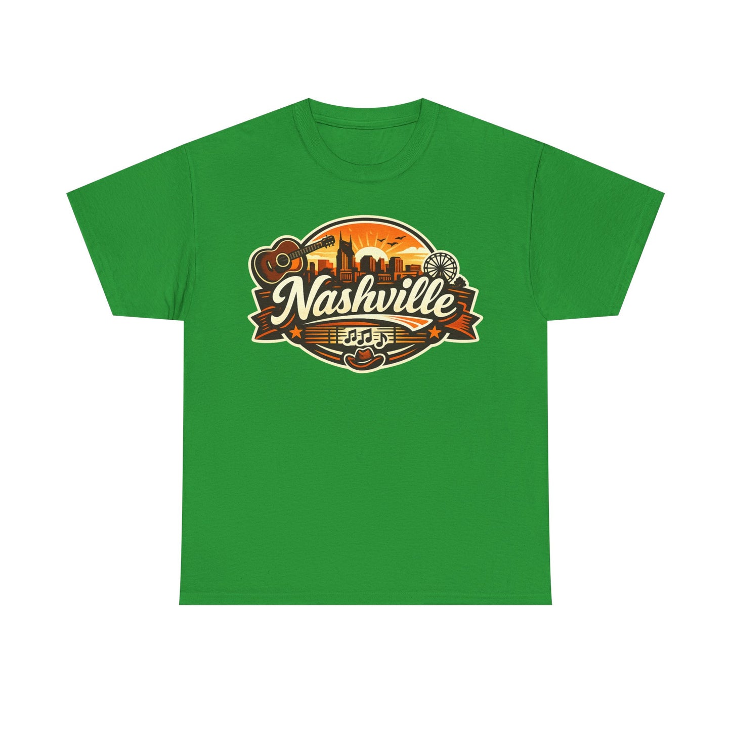 Nashville Skyline Guitar Tee – Retro Music City Souvenir Shirt