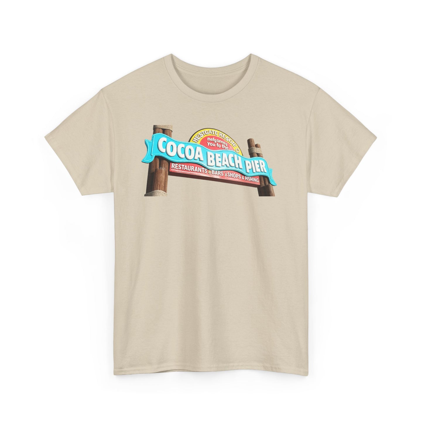 Cocoa Beach Pier T‑Shirt — Retro Beach Sign Vacation Tee