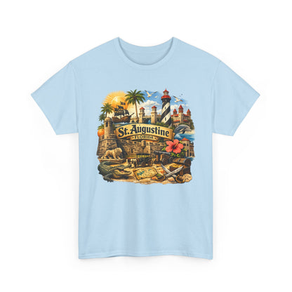 St. Augustine Florida Vintage Travel Tee — Retro Beach & Lighthouse Souvenir T-Shirt
