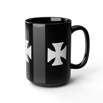 Manchester City ST Mark's Black Ceramic Mug with White Maltese Cross – Gothic Coffee Cup (11oz, 15oz)