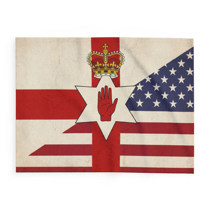 Northern Ireland & USA Flags Fleece Blanket — Vintage British/USA Ulster Flag Design