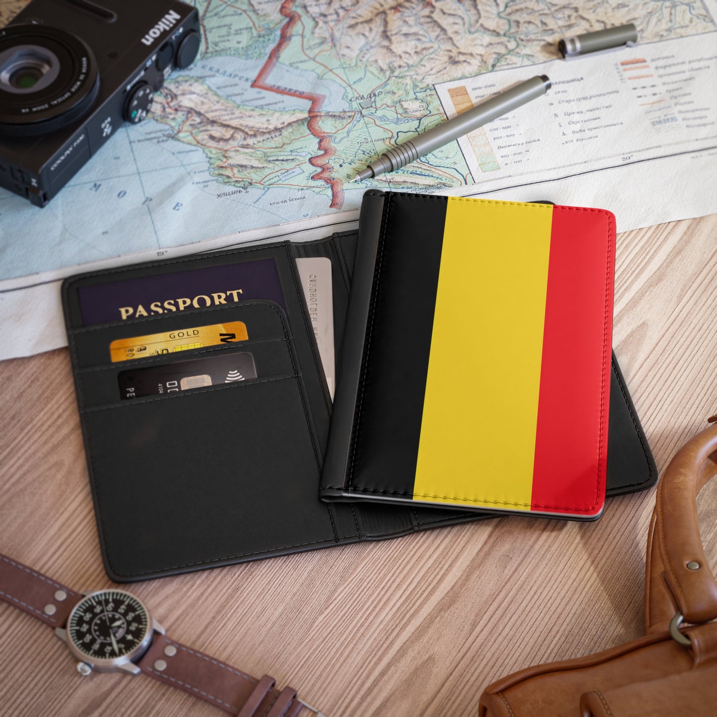 Belgium Flag Passport Cover — Travel Document Holder for Belgian Pride