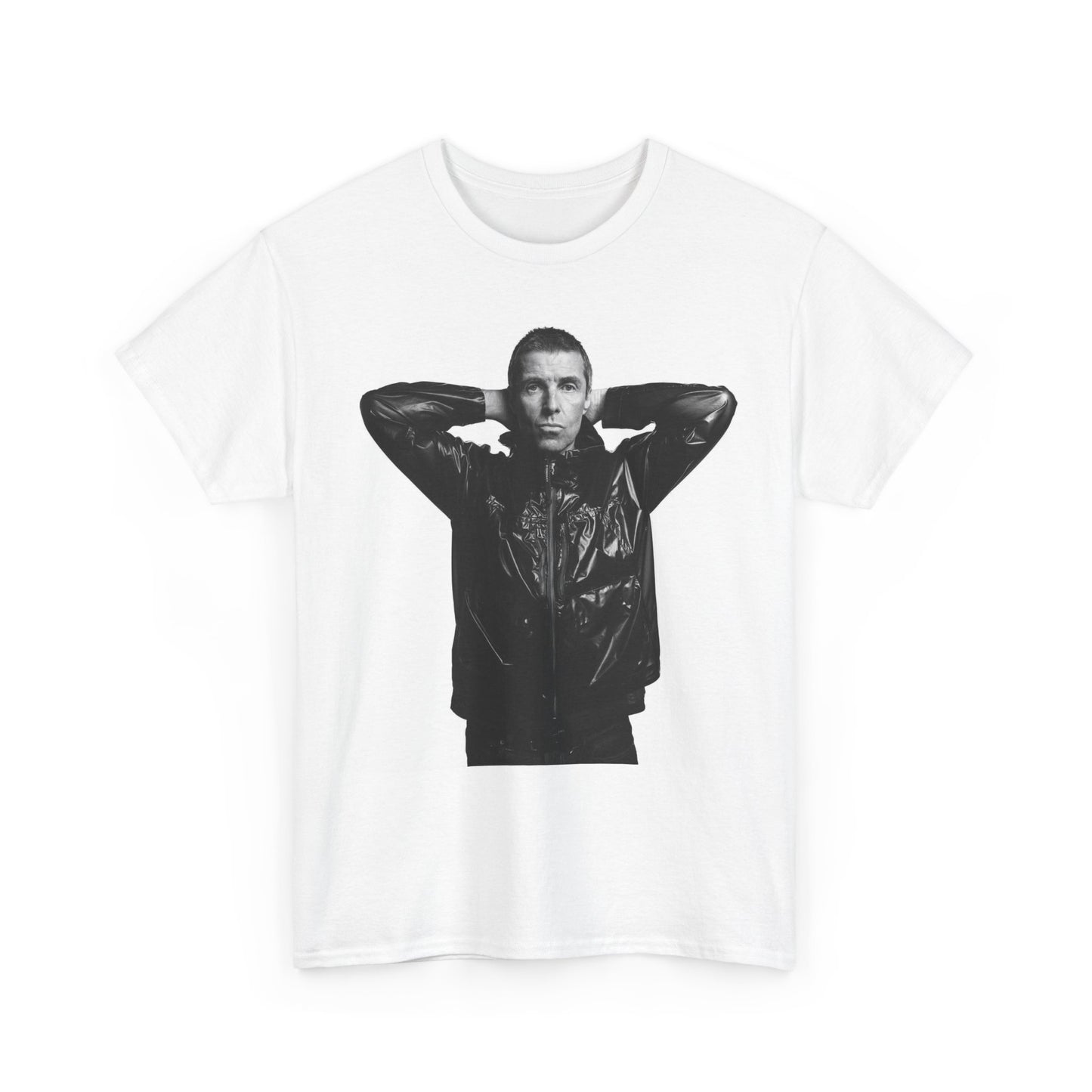 Noel Gallagher Portrait Graphic Tee — Monochrome Leather Jacket Photo Print