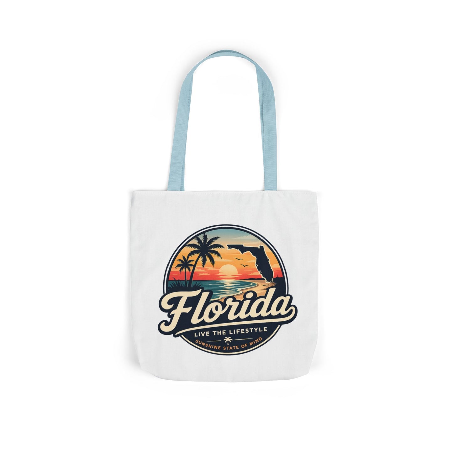 Florida Sunset Canvas Tote Bag — Retro Palm Beach Design