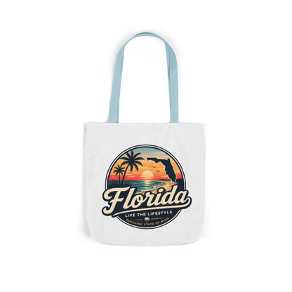 Florida Sunset Canvas Tote Bag — Retro Palm Beach Design