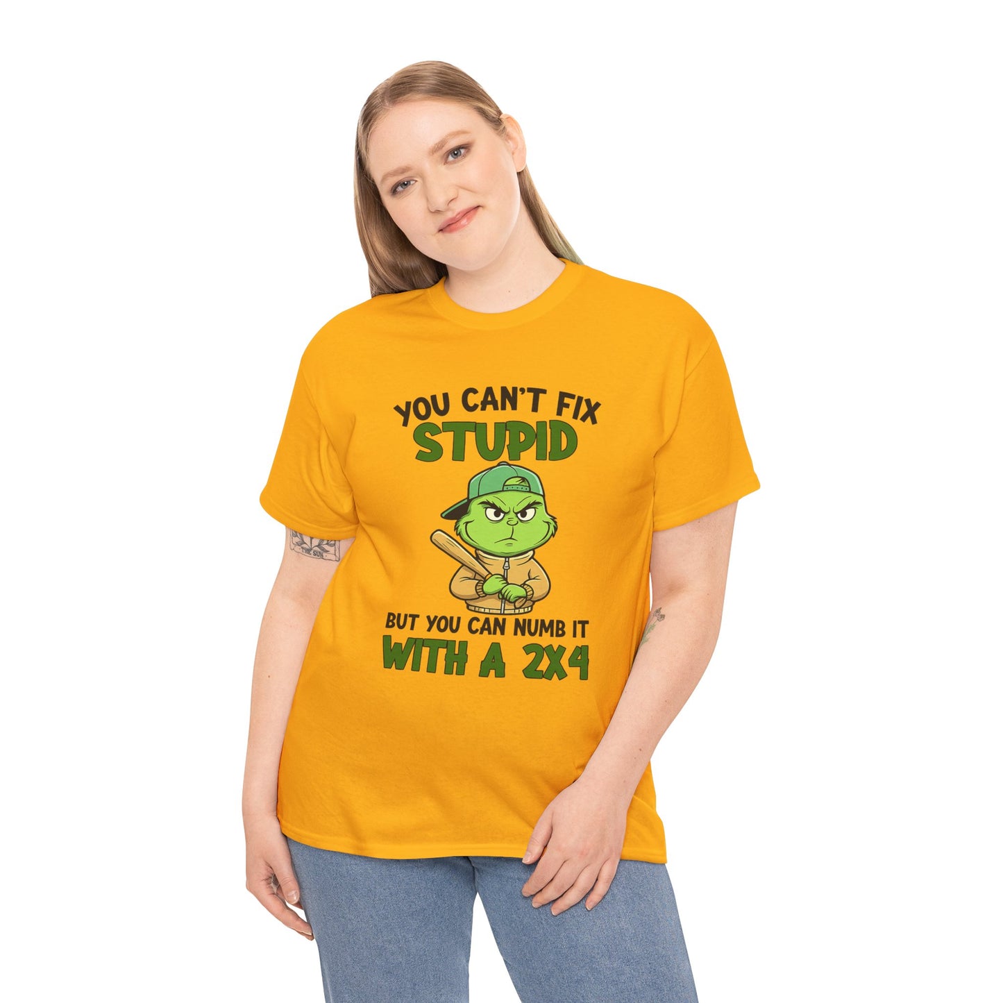 Funny Carpenter T‑Shirt — "You Can't Fix Stupid But You Can Numb It With a 2x4"
