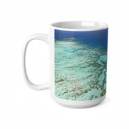 Ocean Reef Ceramic Coffee Mug — Aerial Turquoise Sea Print (11oz & 15oz)