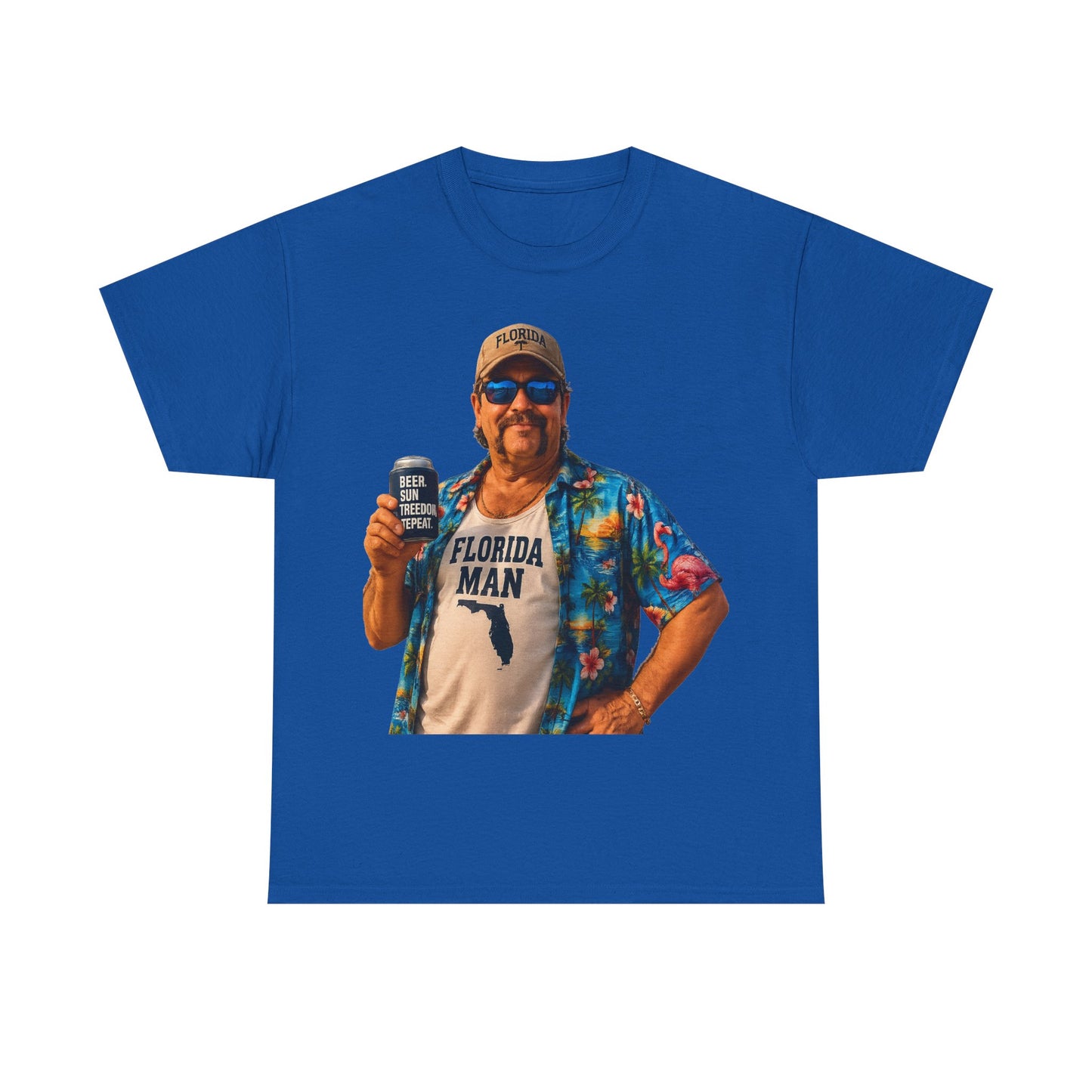 Florida Man Graphic Tee — Funny Vacation Shirt with Hawaiian Shirt Design