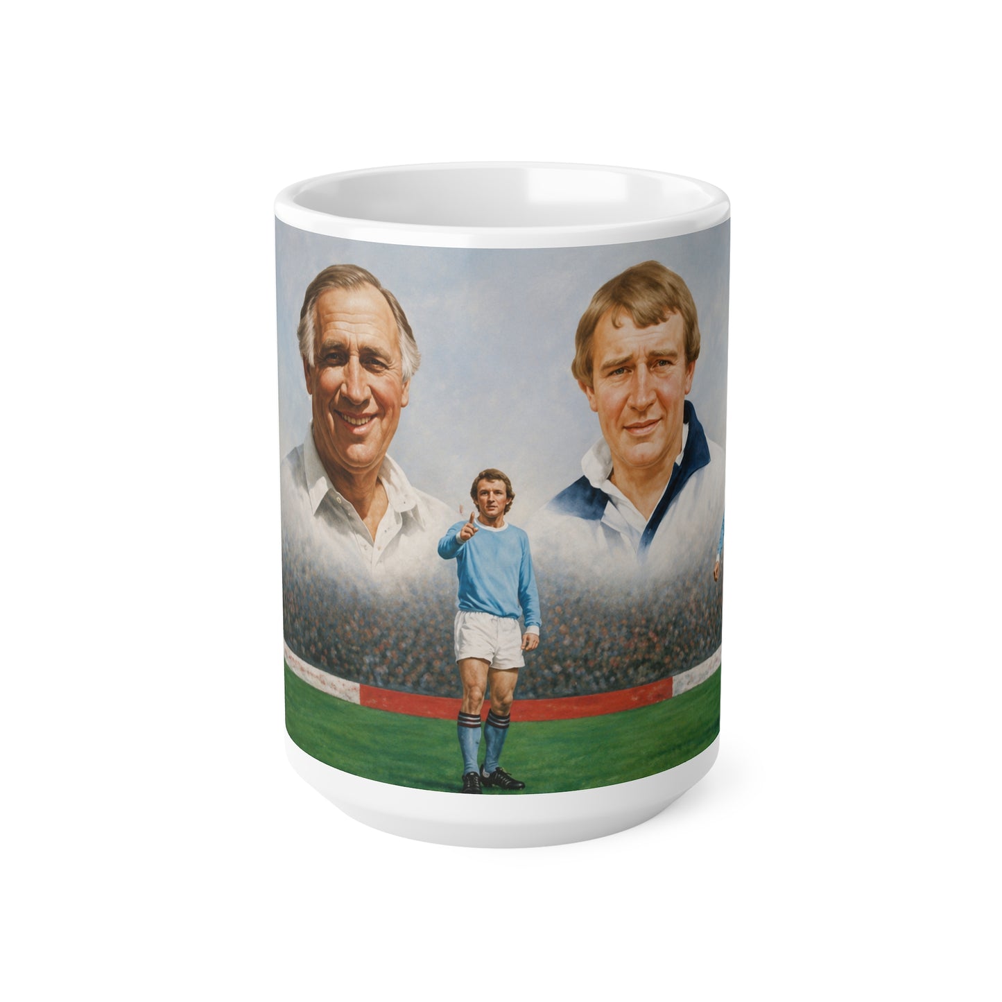 Mercer, Allison, Bell, Lee and Summerbee Manchester City Soccer Legends Ceramic Mug — Vintage Football Players 11oz/15oz
