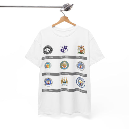 Manchester City Crest Timeline T-Shirt — Retro Club Crest History Tee
