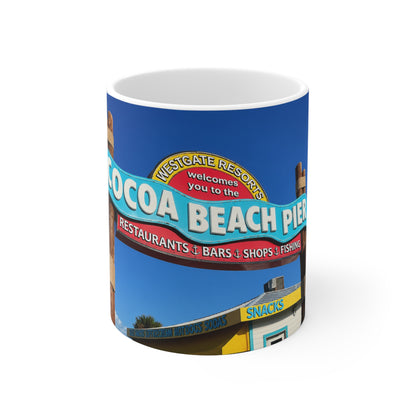 Cocoa Beach Pier Ceramic Coffee Mug — 11oz & 15oz Souvenir Beach Mug