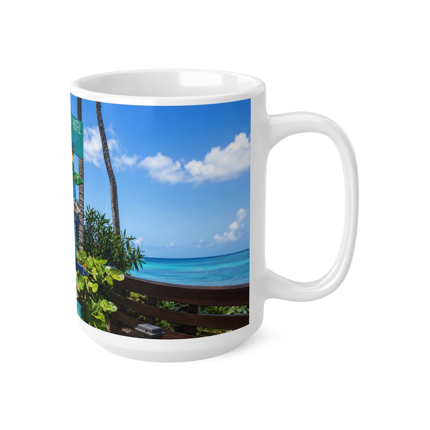 Barbados Beach Signpost Ceramic Mug — Tropical Barbados Coffee Cup (11oz & 15oz)