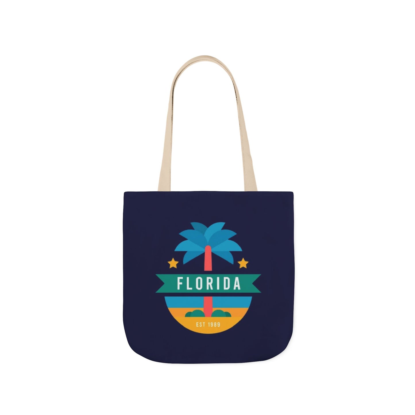 Florida Palm Beach Canvas Tote Bag — Retro Sunshine Travel Tote