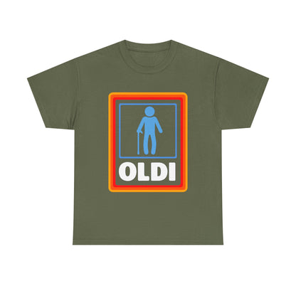 Oldi Retro Logo Tee — Funny Elderly Humour T-Shirt