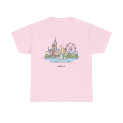 Orlando Skyline T-Shirt — Cute Cityscape Graphic Tee with 'Orlando' Text