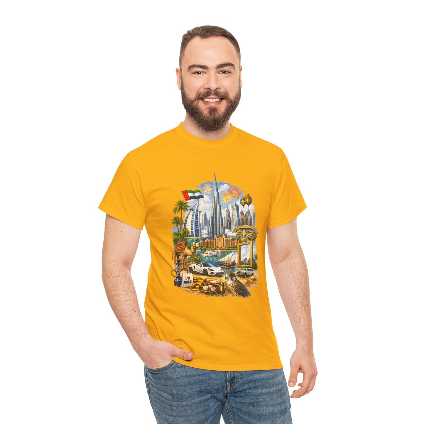 Dubai Skyline Beach Vacation T-Shirt – Retro Travel Collage Tee