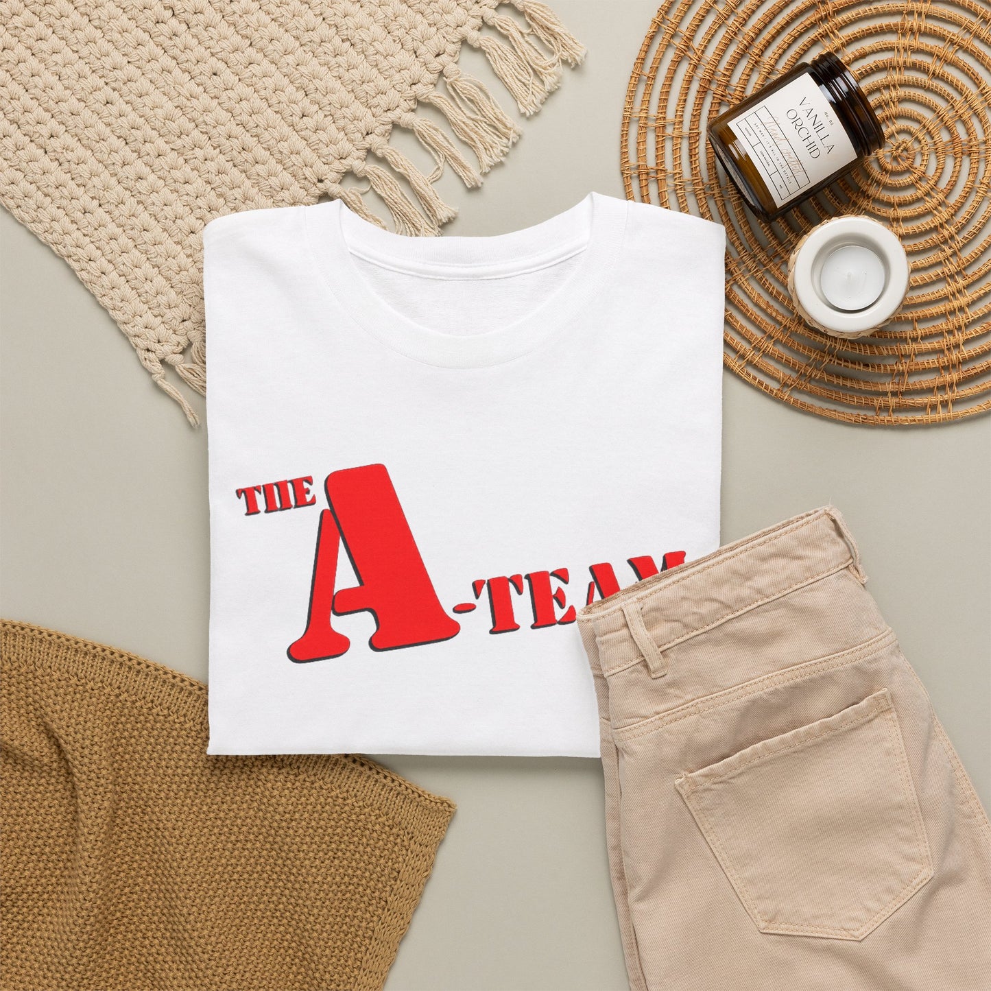 A-Team Graphic Tee — Retro Red Logo Vintage Crew T-Shirt