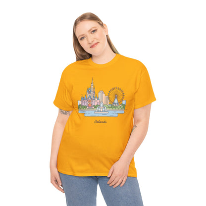 Orlando Skyline T-Shirt — Cute Cityscape Graphic Tee with 'Orlando' Text