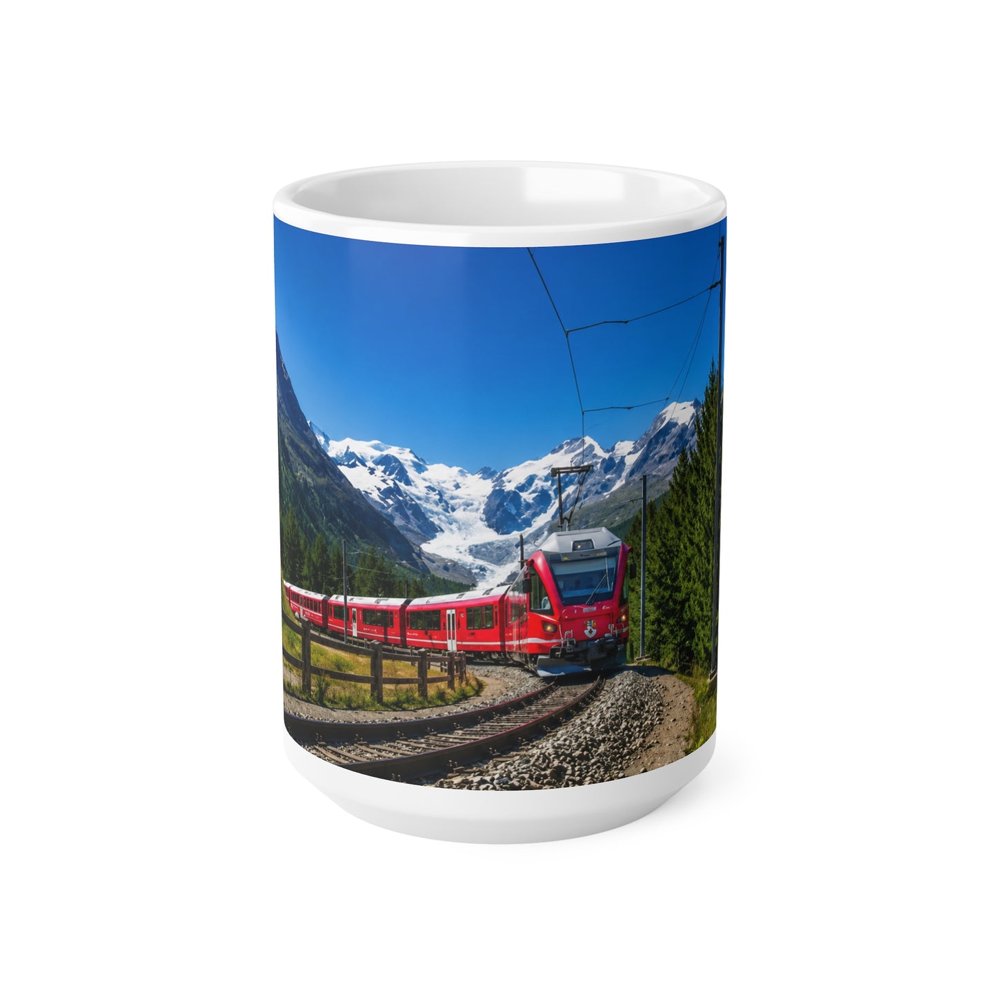 Mountain Train Scenic Coffee Mug – Red Alpine Railway 11oz/15oz