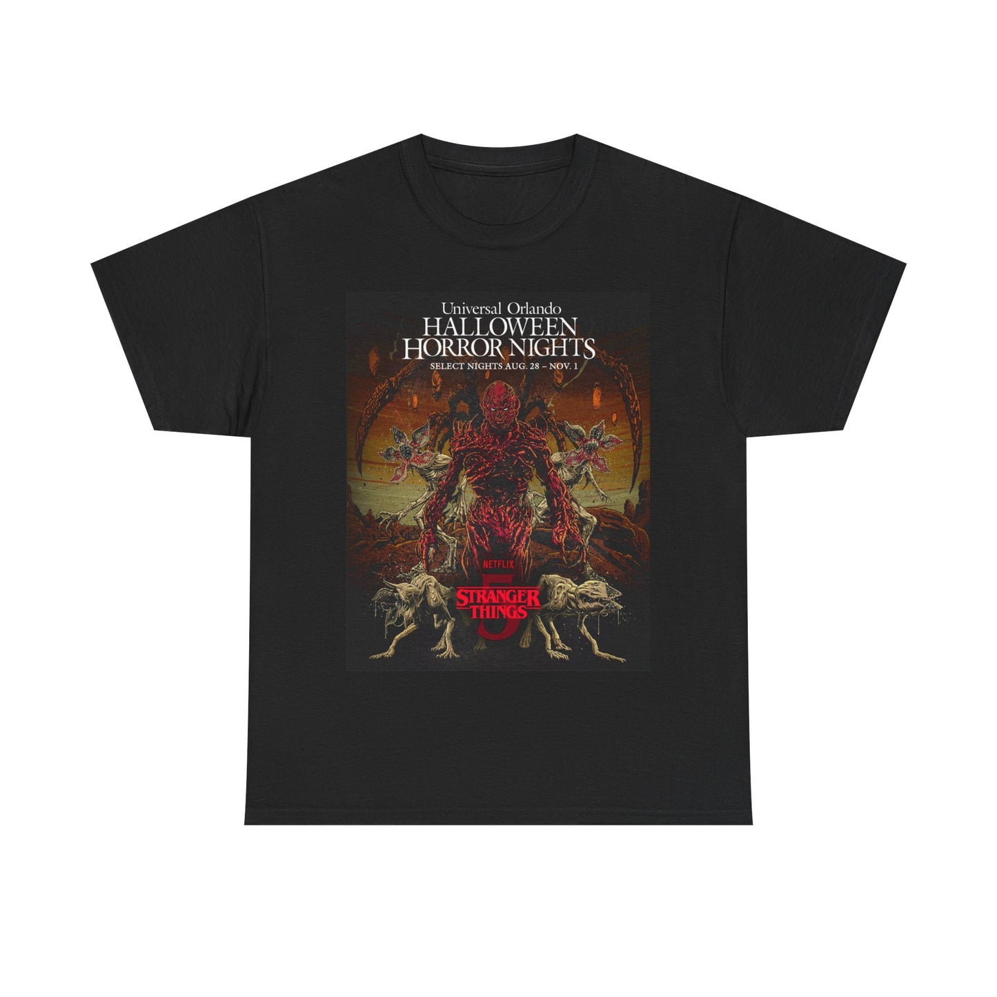 Halloween Horror Nights Stranger Things T‑Shirt — Retro Horror Poster Tee